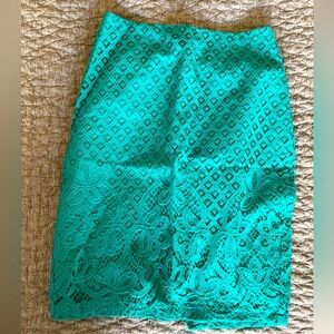 Embroidered Lace Green Jewel Toned Pencil Skirt | Loft Brand